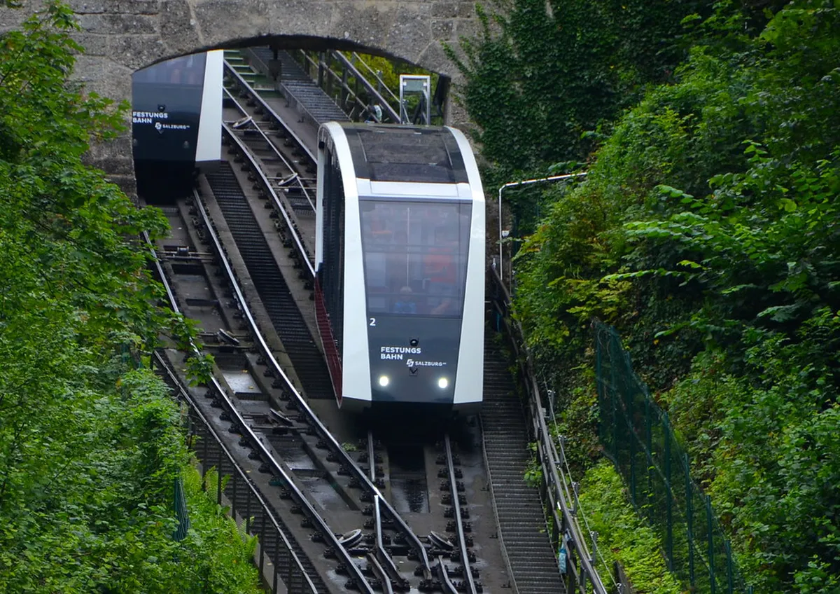 fortress funicular FestungsBahn in Salzburg, Austria